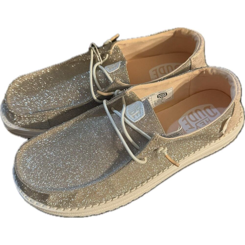 Hey Dude shoes womens 9.5 new Wendy Metallic sparkle